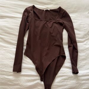 Chic Long Sleeve Brown Bodysuit